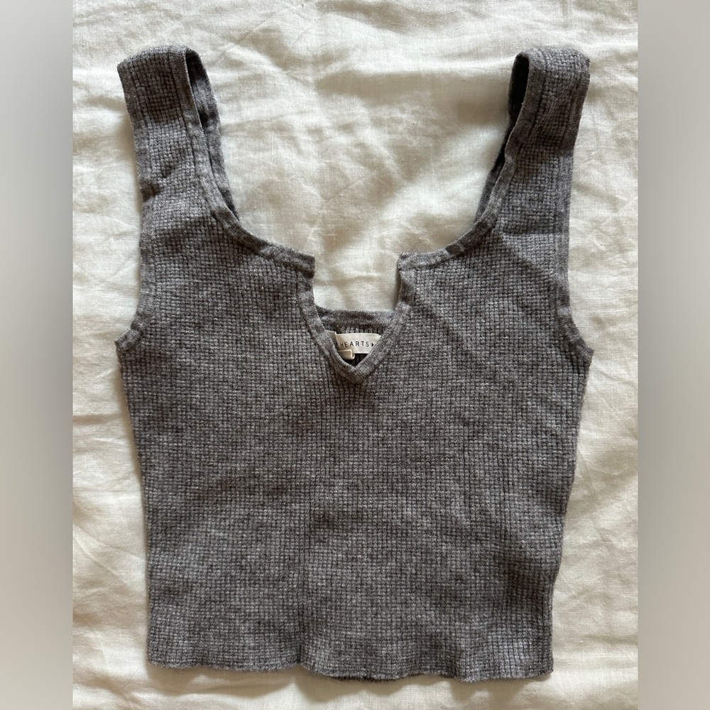 LA Hearts waffle knit crop tank